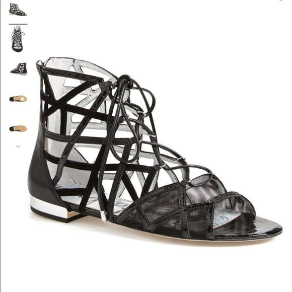 Sam Edelman Black Denver Flat Sandals - Picture 1 of 14